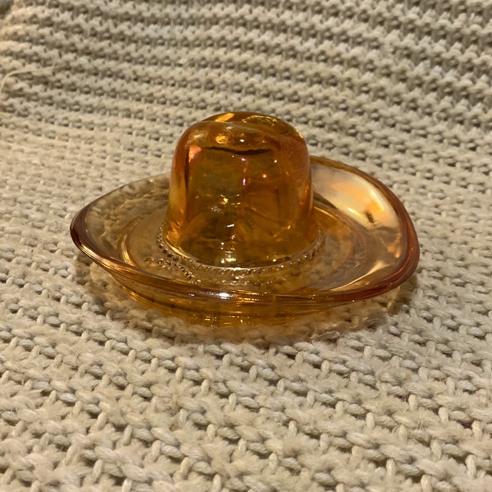 Vintage marigold cowboy hat ashtray